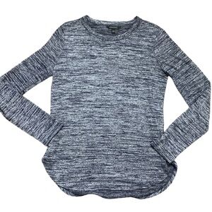 BANANA REPUBLIC Heathered Curved Hem Tee With Long Sleeves Grey Size Small